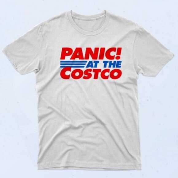 Panic At The Costco Funny Meme 90s Retro Humor Satire Graphic Casual T-Shirt - Picture 1 of 5